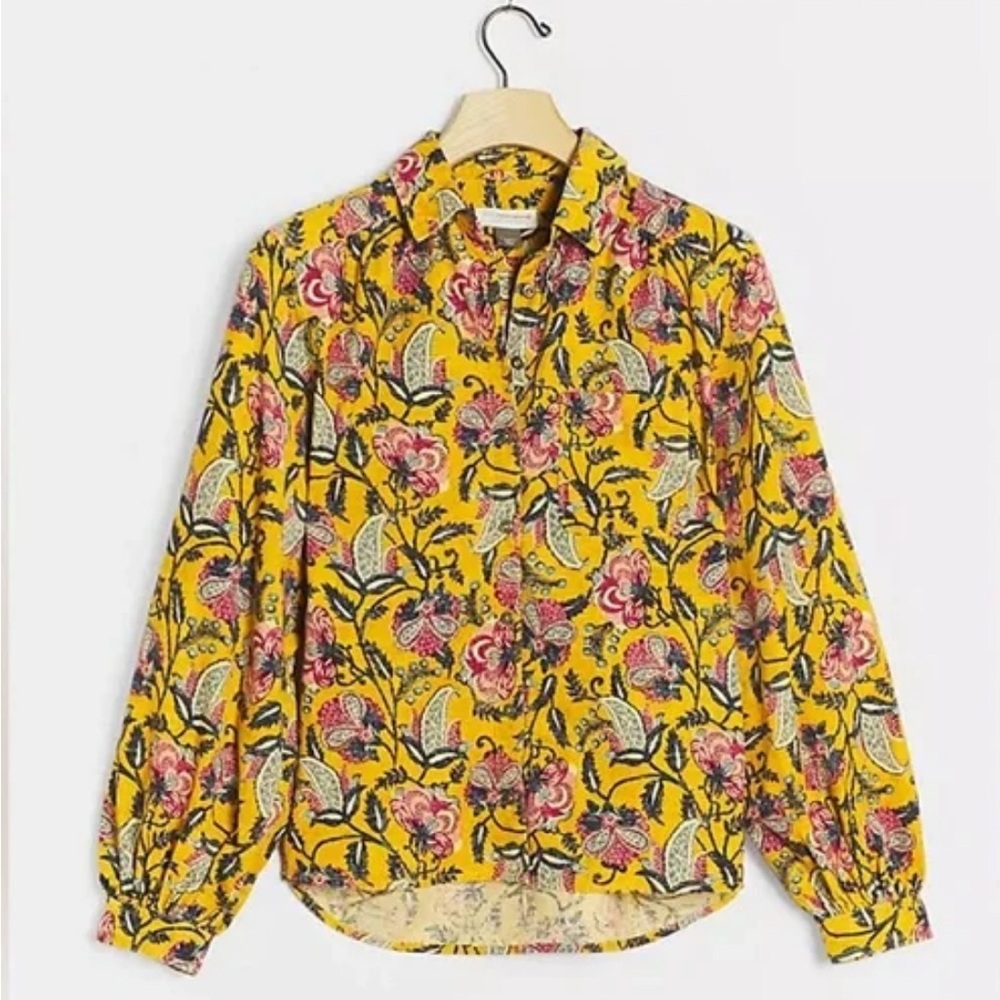 Anthropologie Pilcro Vibrant Floral Blouse